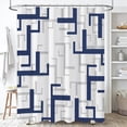 thumbnail image 1 of Navy Blue Shower Curtain - Geometric Fabric Shower Curtain Set with 12 Plastic Hooks, Water Repellent, Machine Washable, Hotel Spa Luxury Cloth Shower Curtains for Bathroom-, 1 of 6