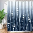 thumbnail image 1 of Navy Blue Shower Curtain Ombre Blue Fabric Shower Curtain for Bathroom Decor Dark Blue and White Striped Modern Bath Shower Curtains Set with 12 Hooks 72x72 Inch Washable, 1 of 6