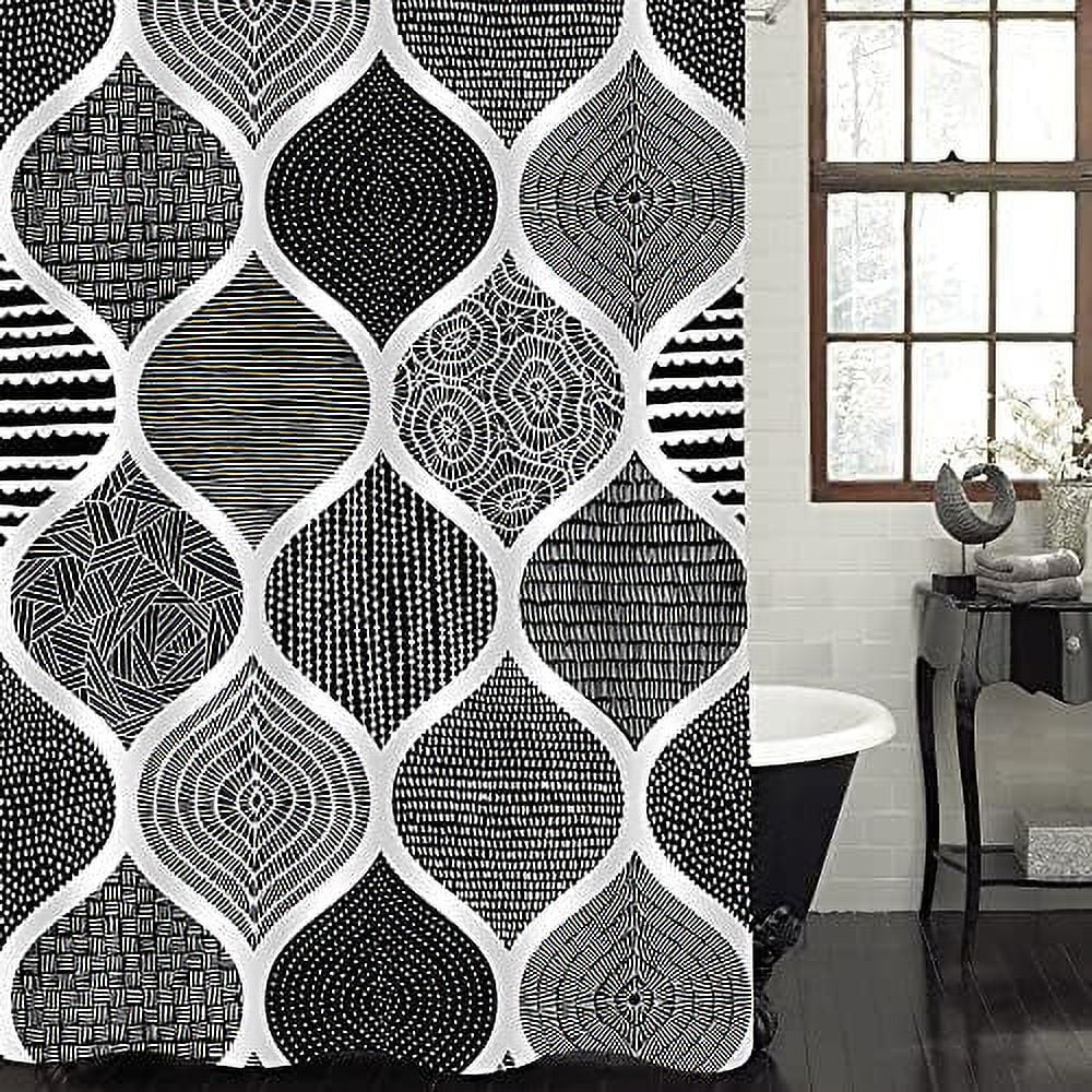 Navy Blue Shower Curtain Set Boho Shower Curtain Royal Blue Abstract Shower Curtain for Bathroom