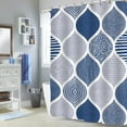 thumbnail image 1 of Navy Blue Shower Curtain Set, Boho Shower Curtain, Royal Blue Abstract Shower Curtain for Bathroom Decor, Bohemian Moroccan Geometric Cloth Shower Curtain, 72 x 72, 1 of 6
