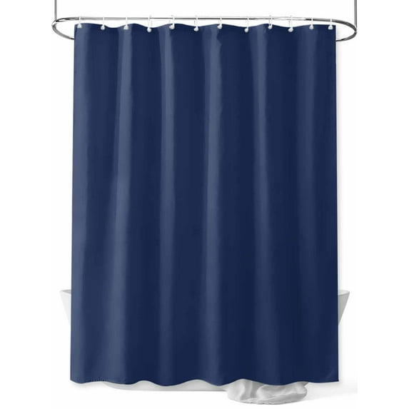 Navy Blue Shower Curtain Set, Waterproof Shower Curtains for Bathroom, Modern Pure Navy Blue Washable Fabric Cloth Bath Curtain for Bathtub Decoration with Hooks 72x78 Inches