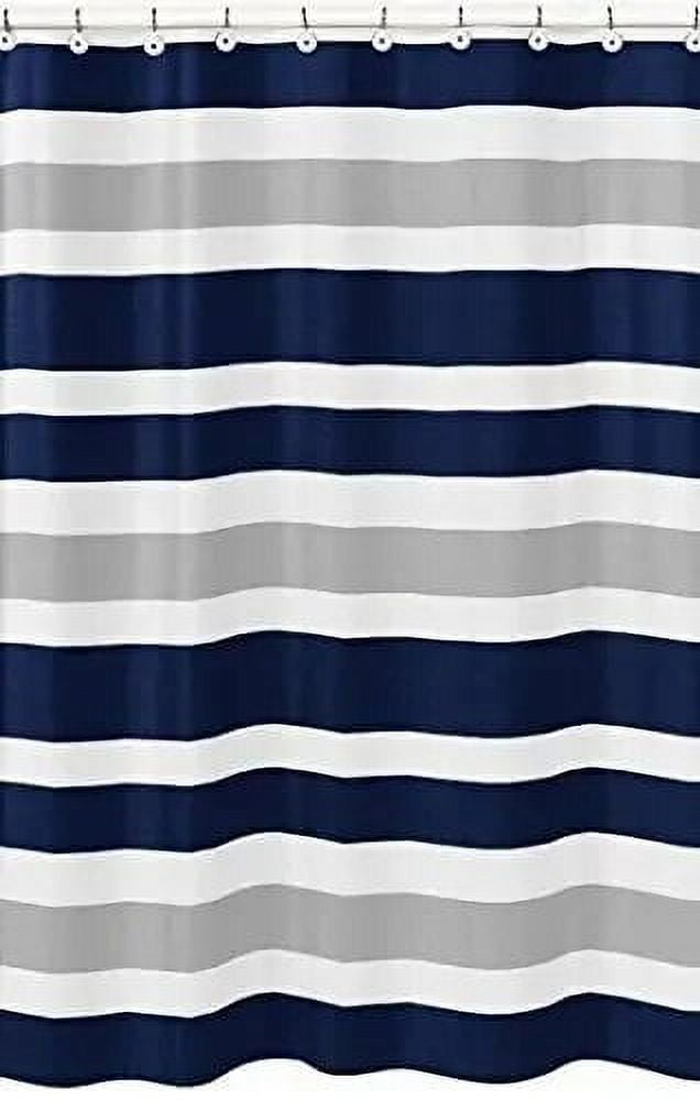 Navy Blue Shower Curtain Stripes Blue and White Shower Curtain Fabric Shower Curtain for Bathroom Waterproof Home Bath Decor