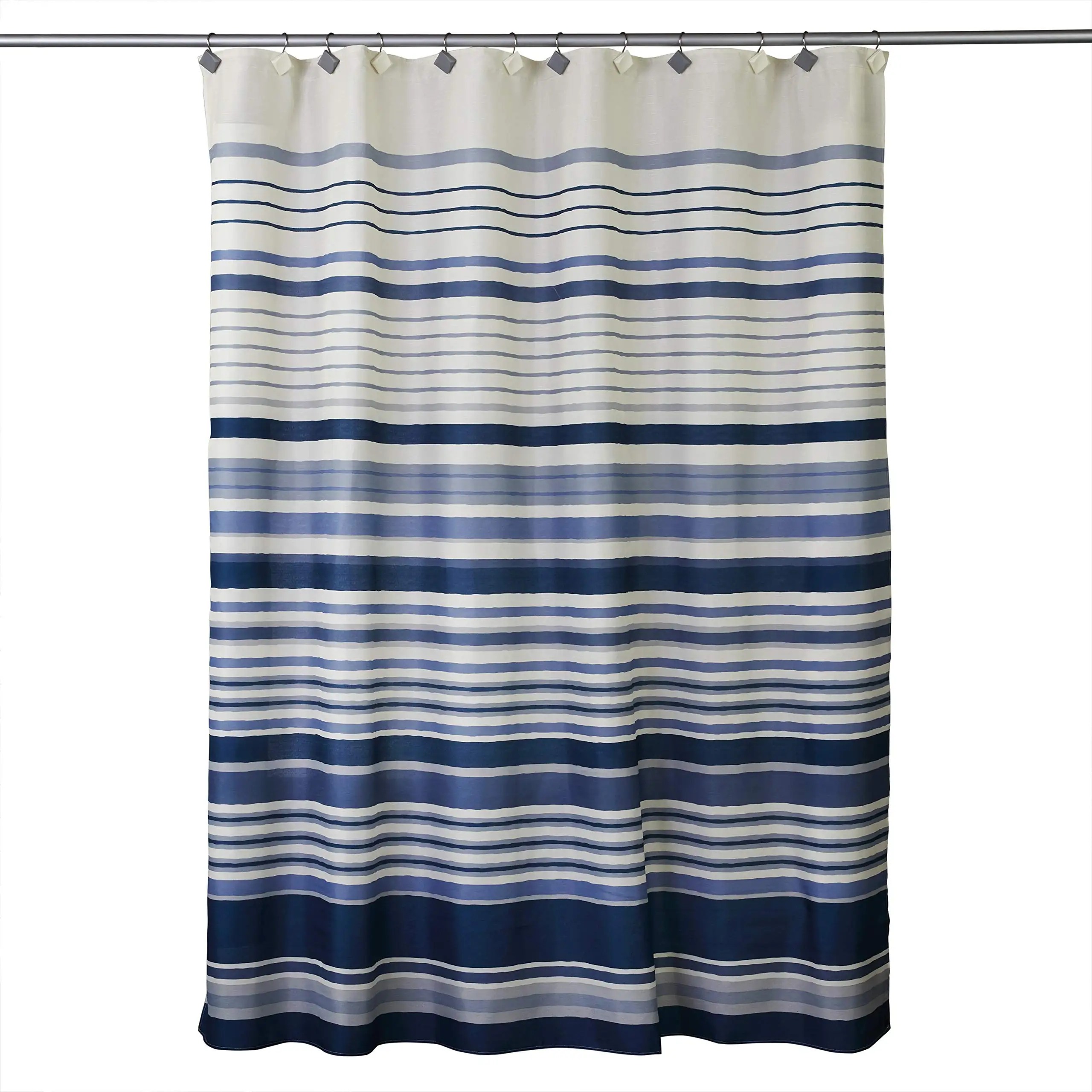 Navy Blue Shower Curtain Stripes Blue and White Shower Curtain Fabric Shower Curtain for Bathroom Waterproof Home Bath Decor