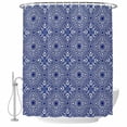 thumbnail image 1 of Navy Blue Shower Curtain, Waterproof Shower Curtains for Bathroom, Traditional Tribal Abstract Geometric Art Washable Fabric Bathtub Curtain Set Bath Decor with 12 Hooks Stall 36"x72", 1 of 8