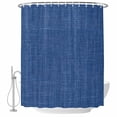 thumbnail image 1 of Navy Blue Shower Curtain, Waterproof Shower Curtains for Bathroom, Vintage Country Monochrome Farmhouse Washable Fabric Bathtub Curtain Set Bath Decor with 12 Hooks 48"x72", 1 of 8