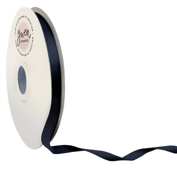 Navy Blue Single Face Satin Ribbon, 3/8" x 100 Yards by Gwen Studios