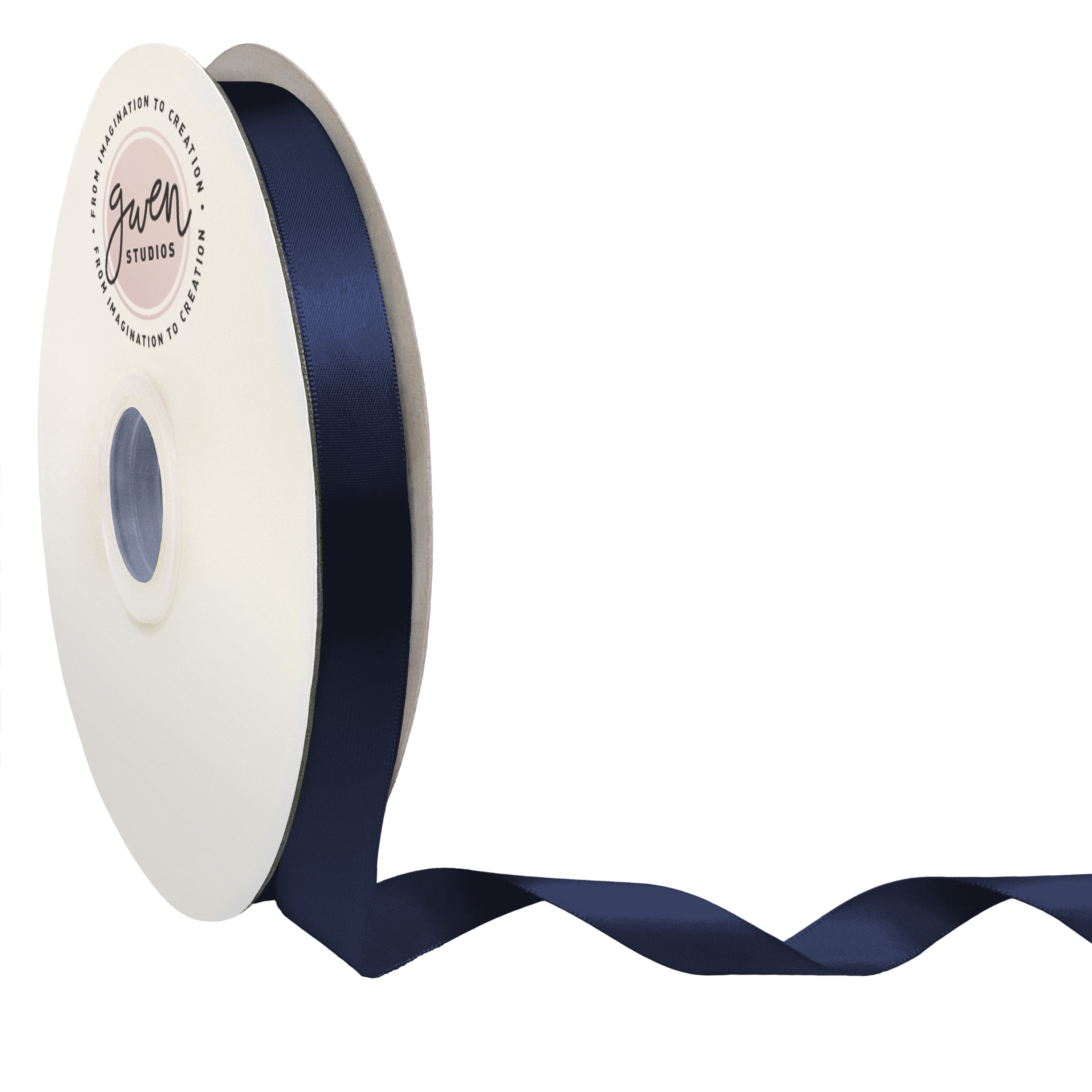 Navy Blue Single Face Satin Ribbon, 5/8" x 100 Yards by Gwen Studios