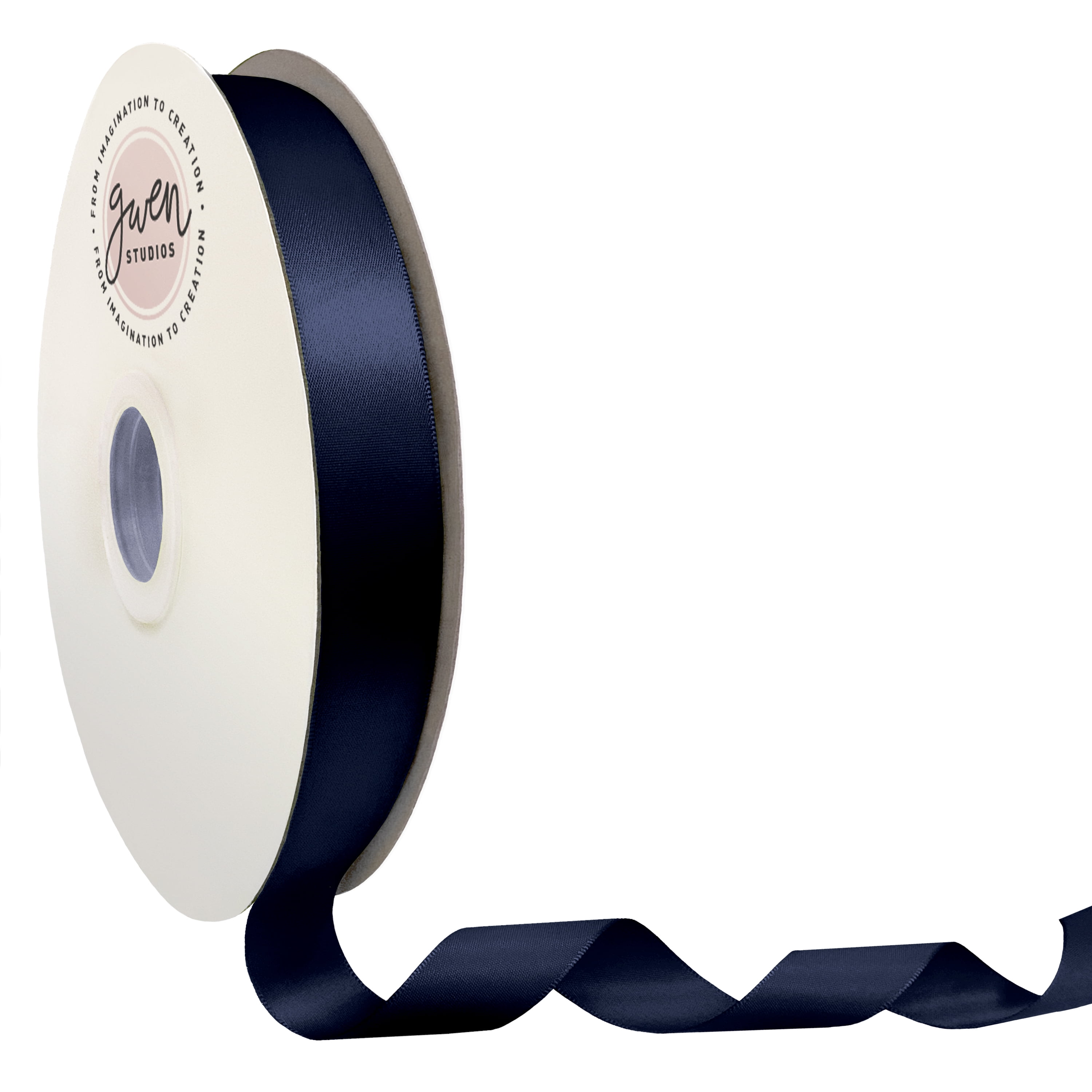 Navy Blue Single Face Satin Ribbon, 7/8" x 100 Yards by Gwen Studios ...