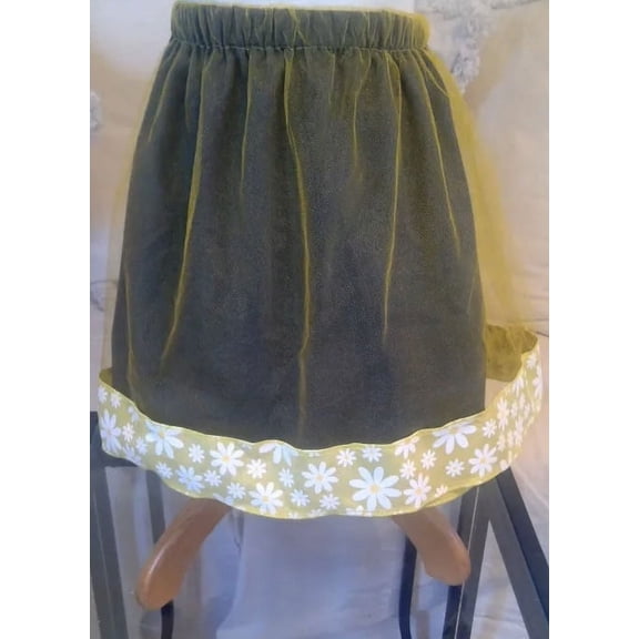 White Ribbon Navy Blue Daisy Print Skirts