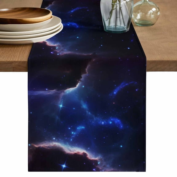 Navy Blue Sky Table Runner 36 Inches, Modern Art Stars Bed Runner Dresser Scarves Tabletop for Indoor Outdoor Parties/Ceremony/Banquet, 13"x 36"