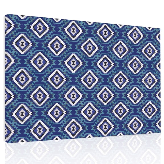 Navy Blue Slate Diamonds Canvas Print Wall Art, Abstract Vintage Minimalist Geometric Grid Wall Decor Framed Artwork Paintings Pictures for Living Room Bedroom Stretched Ready to Hang, 20" x 24"
