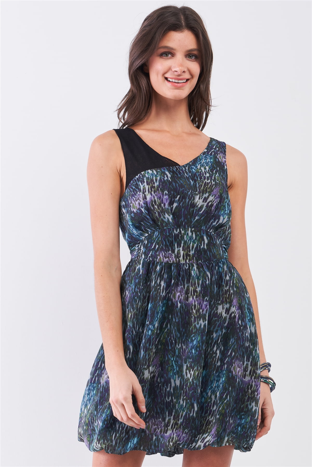 knee length dresses for ladies Sheer Factor Mesh Ruche Mini Dress main image 0