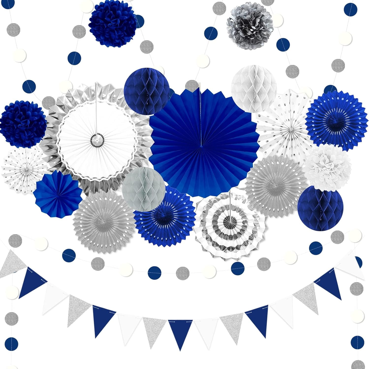Navy Blue Sliver Party Decorations 23Pcs Royal Blue Birthday