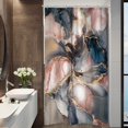 thumbnail image 1 of Navy Blue Small Stall Marble Purple Shower Curtain for Bathroom Decor 36Wx72H Narrow Abstract Pink Modern Marble Half Rv Ombre Art Printed Fabric Polyester Waterproof 7 Pack Plastic Hooks, 1 of 6
