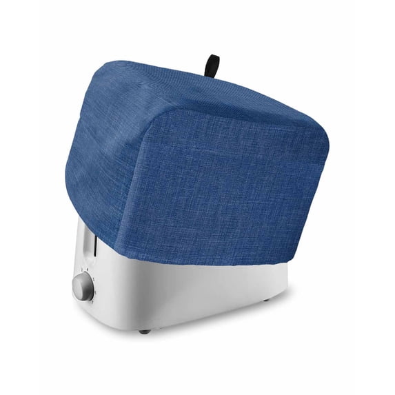 Navy Blue Small Toaster Cover 2 Slice, Kitchen Appliance Covers, Vintage Country Monochrome Farmhouse Toaster Oven Cover with Loop, Bread Machine Cover Polyester Dust Cover Protection