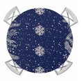 thumbnail image 1 of Navy Blue Snowflake Christmas Round Tablecloth for 36-44 Inch Tables,Fitted Table Cover with Elastic Edge,Rustic Xmas Botanical Waterproof Outdoor Table Cloth Protector for Patio Garden Dinner Picnic, 1 of 9