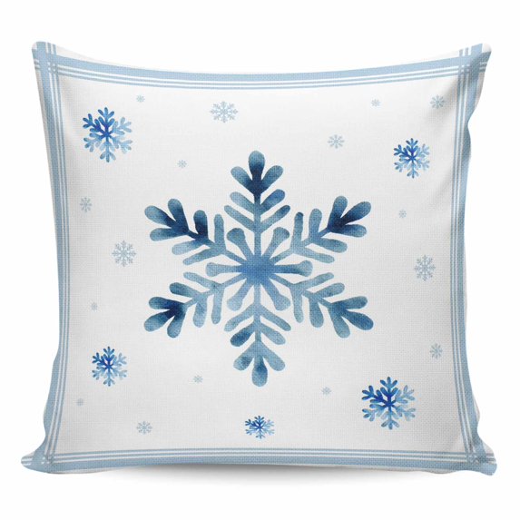 Navy Blue Snowflake Pillow Covers 18x18 Inch Decorative Throw Pillow Cover, Christmas Winter Vintage White Stripes Sofa Pillowcases Accent Cushion Case Home Decor Bedroom Living Room