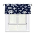 thumbnail image 1 of Navy Blue Snowflakes Kitchen Valances for Windows 54x18 Winter Snow Kitchen Curtains Christmas Farmhouse Window Treatment Rod Pocket Valances for Bedroom Living Room Decor, 1 of 5