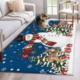 thumbnail image 1 of Navy Blue Snowman Christmas Area Rug 4x6 Washable Rug Non Slip Xmas Tree Ball Snowflake Elk Large Area Rug Indoor Floor Carpet for Entryway Bedroom Kitchen Living Room Home Office Dining Room Nursery, 1 of 8