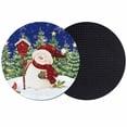 thumbnail image 1 of Navy Blue Snowman Christmas Coasters Set of 2, Absorbent Coasters for Drinks, Green Xmas Tree Snowflake Winter Coaster for Desk Coffee Table Protection, Home Decor House Warming Gifts 4", 1 of 8