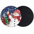 thumbnail image 1 of Navy Blue Snowman Christmas Coasters Set of 2, Absorbent Coasters for Drinks, Snowflake Xmas Tree Winter Elk Coaster for Desk Coffee Table Protection, Home Decor House Warming Gifts 4", 1 of 8