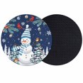 thumbnail image 1 of Navy Blue Snowman Christmas Coasters Set of 2, Absorbent Coasters for Drinks, Xmas Tree Balls Snowflake Coaster for Desk Coffee Table Protection, Home Decor House Warming Gifts 4", 1 of 8