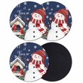 thumbnail image 1 of Navy Blue Snowman Christmas Coasters Set of 4, Absorbent Coasters for Drinks, Xmas Snowflake Birds Berry Winter Coaster for Desk Coffee Table Protection, Home Decor House Warming Gifts 4", 1 of 8