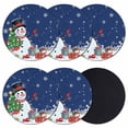 thumbnail image 1 of Navy Blue Snowman Christmas Coasters Set of 6, Absorbent Coasters for Drinks, Gifts Xmas Tree Winter Snowflake Coaster for Desk Coffee Table Protection, Home Decor House Warming Gifts 4", 1 of 8