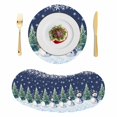thumbnail image 1 of Navy Blue Snowman Christmas Round Placemats Set of 8, Braided Polypropylene Place Mats, Snowflake Green Xmas Tree Washable Table Mats for Kitchen Dinner Holiday Wedding Party Coffee Table Decor 15", 1 of 9