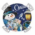 thumbnail image 1 of Navy Blue Snowman Christmas Round Tablecloth for 36-44 Inch Tables,Fitted Table Cover with Elastic Edge,Xmas Gifts Wreath Snowflake Waterproof Outdoor Table Cloth Protector for Patio Garden Dinner, 1 of 9