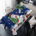 thumbnail image 1 of Navy Blue Snowman Christmas Table Cloth Waterproof Tablecloths, Gifts Xmas Tree Winter Snowflake Tablecloth Dining Table Cover for Kitchen Party Tabletop Outdoor, Rectangle Tablecloth 60x120 Inch, 1 of 9