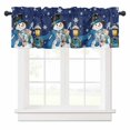 thumbnail image 1 of Navy Blue Snowman Valances for Windows Christmas Winter Wreath Snowflake Xmas Rod Pocket Curtain Valance Window Treatment Short Curtains for Kitchen Living Room, 60"x18", 1 of 5