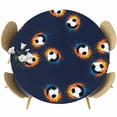 thumbnail image 1 of Navy Blue Soccer Round Tablecloth 45-54 Inch Round Fitted Table Cloth with Elastic Edge, Orange Blue Football Sports Waterproof Table Cover Protector for Outdoor Picnic Party Dining, 1 of 9