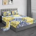thumbnail image 1 of Navy Blue Soft Bedding Set Deep Pocket 3 Piece Bedding, Luxury Soft Microfiber Queen Sheet Sets Spring Floral, 1 of 7