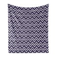 thumbnail image 1 of Navy Blue Soft Flannel Fleece Blanket, Navy Blue Color Background with Zig Zag Patterned Modern Design Artwork, Cozy Plush for Indoor and Outdoor Use, 70" x 90", Navy Blue and White, by Ambesonne, 1 of 5