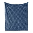 thumbnail image 1 of Navy Blue Soft Flannel Fleece Blanket, Nostalgic Polka Dots Pattern Mixed with Little Stars Retro Fashion Texture Art, Cozy Plush for Indoor and Outdoor Use, 50" x 70", Indigo White, by Ambesonne, 1 of 5