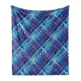thumbnail image 1 of Navy Blue Soft Flannel Fleece Throw Blanket, Complex Structured Different Lines and Patterns Polka Dots Stripes Patch Work, Cozy Plush for Indoor and Outdoor Use, 50" x 60", Purple Blue, by Ambesonne, 1 of 5