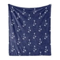 thumbnail image 1 of Navy Blue Soft Flannel Fleece Throw Blanket, Floral Pattern Design Little Dots and Flowers Country Life Inspired Art, Cozy Plush for Indoor and Outdoor Use, 50" x 70", Navy and White, by Ambesonne, 1 of 5