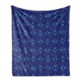 thumbnail image 1 of Navy Blue Soft Flannel Fleece Throw Blanket, Geometrical Mosaic Square Patterned Colorful Abstract Art Design, Cozy Plush for Indoor and Outdoor Use, 50" x 60", Blue Orange and Yellow, by Ambesonne, 1 of 5