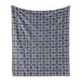 thumbnail image 1 of Navy Blue Soft Flannel Fleece Throw Blanket, Japanese Inspired Curves Lace Arrangement Antique Floral Composition, Cozy Plush for Indoor and Outdoor Use, 50" x 70", Navy Blue White, by Ambesonne, 1 of 5