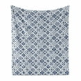 thumbnail image 1 of Navy Blue Soft Flannel Fleece Throw Blanket, Mediterranean Traditional Art Elements with Spanish Portuguese Influences, Cozy Plush for Indoor and Outdoor Use, 60" x 80", Dark Blue White, by Ambesonne, 1 of 6