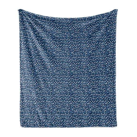Navy Blue Soft Flannel Fleece Throw Blanket, Multitude Repeated Nocturnal Little Flower Star Looking Abstract Shapes, Cozy Plush for Indoor and Outdoor Use, 50" x 60", Indigo Multicolor, by Ambesonne