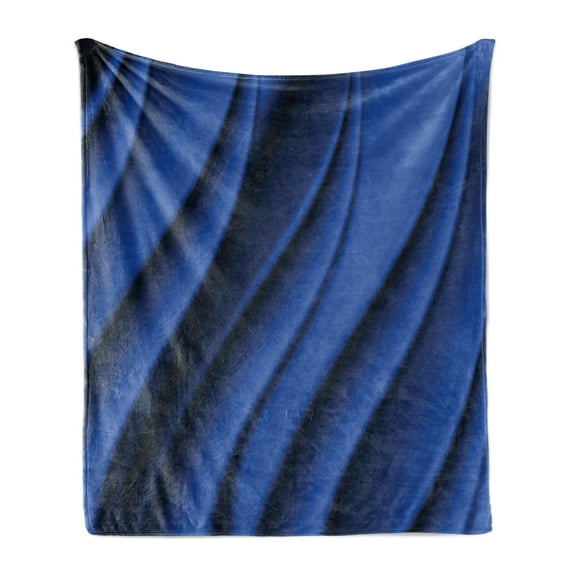Navy Blue Soft Flannel Fleece Throw Blanket, Ocean Waves Inspired Design with Digital Reflection Aqua Sea Abstract Artwork, Cozy Plush for Indoor and Outdoor Use, 50" x 70", Dark Blue, by Ambesonne