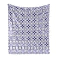 thumbnail image 1 of Navy Blue Soft Flannel Fleece Throw Blanket, Portuguese Tile Design Traditional Azulejo Retro Style Mosaic, Cozy Plush for Indoor and Outdoor Use, 70" x 90", Violet Blue Blue Grey, by Ambesonne, 1 of 6