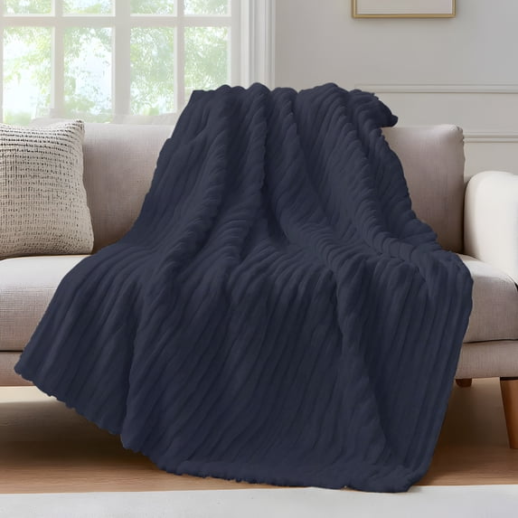 Navy Blue Solid Color Fleece Throw Blanket for Couch, Modern Minimalist Pure Color Microfiber Flannel Blanket for All Season, Lightweight Soft Throw Blankets for Gifts, Home Decor, 32"x47"