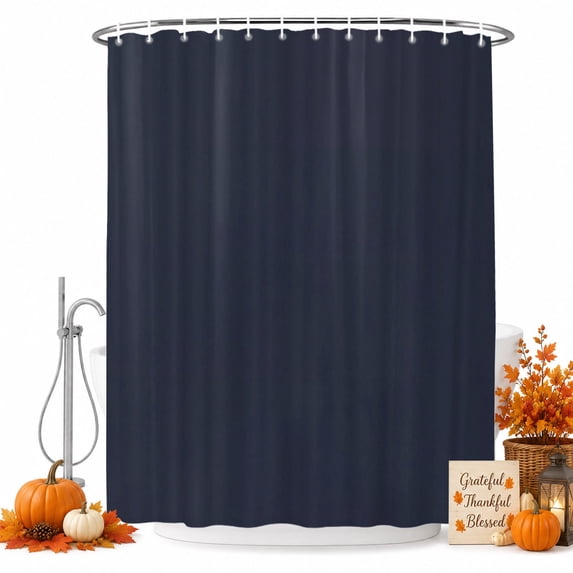 Navy Blue Solid Color Shower Curtain, Waterproof Shower Curtains for Bathroom, Modern Minimalist Pure Color Washable Fabric Bathtub Curtain Set Bath Decor with 12 Hooks 72"x78"