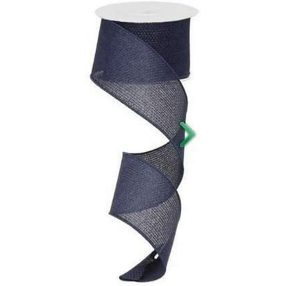 Navy Blue Solid Cross Royal Burlap Wired Edge Ribbon - 2.5" x 10 yards : RG121219