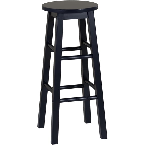 Navy Blue Solid Wood Backless Round Barstool with 29 Inch Seat Height Modern Farmhouse Style