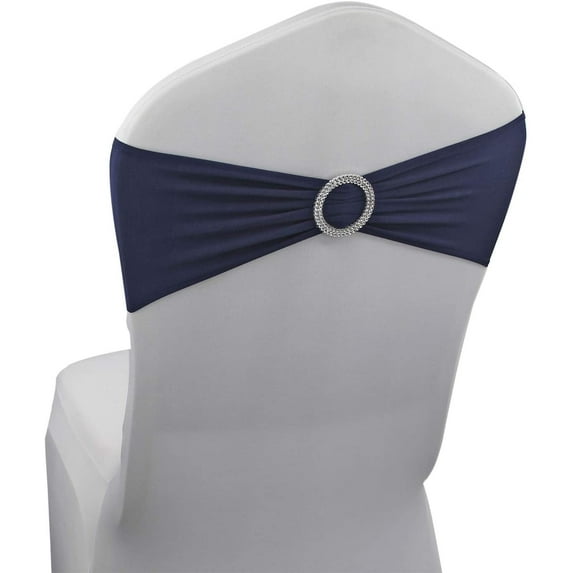 Navy Blue Spandex Chair Bands Sashes - 50 pcs Wedding Banquet Party Event Decoration Chair Bows Ties (Navy Blue, 50 pcs)