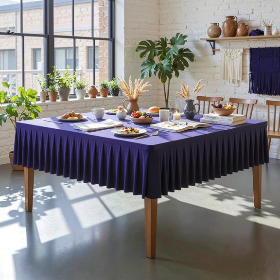 Navy Blue Spandex Square Tablecloths 60x60 Inch, Wrinkle Free Fitted Card Table Cloth Stretch Square Table Cover for Kitchen Dinner, Holiday Party, Wedding Banquet, Display Trade Show